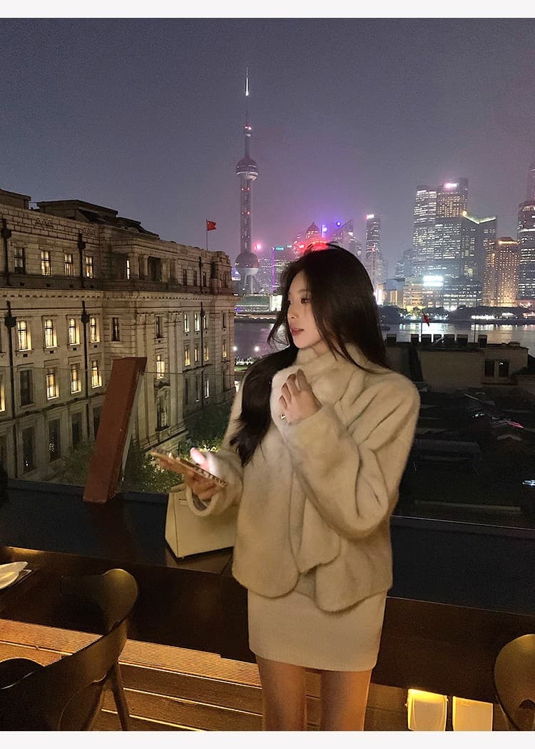 치우 고기 야오 화이트 털 머리 소매 샤오시엔 V넥 니트 여성 드레스 가을 새로운 몸매 가꾸기 품격 타이트 스커트 상세 이미지 20