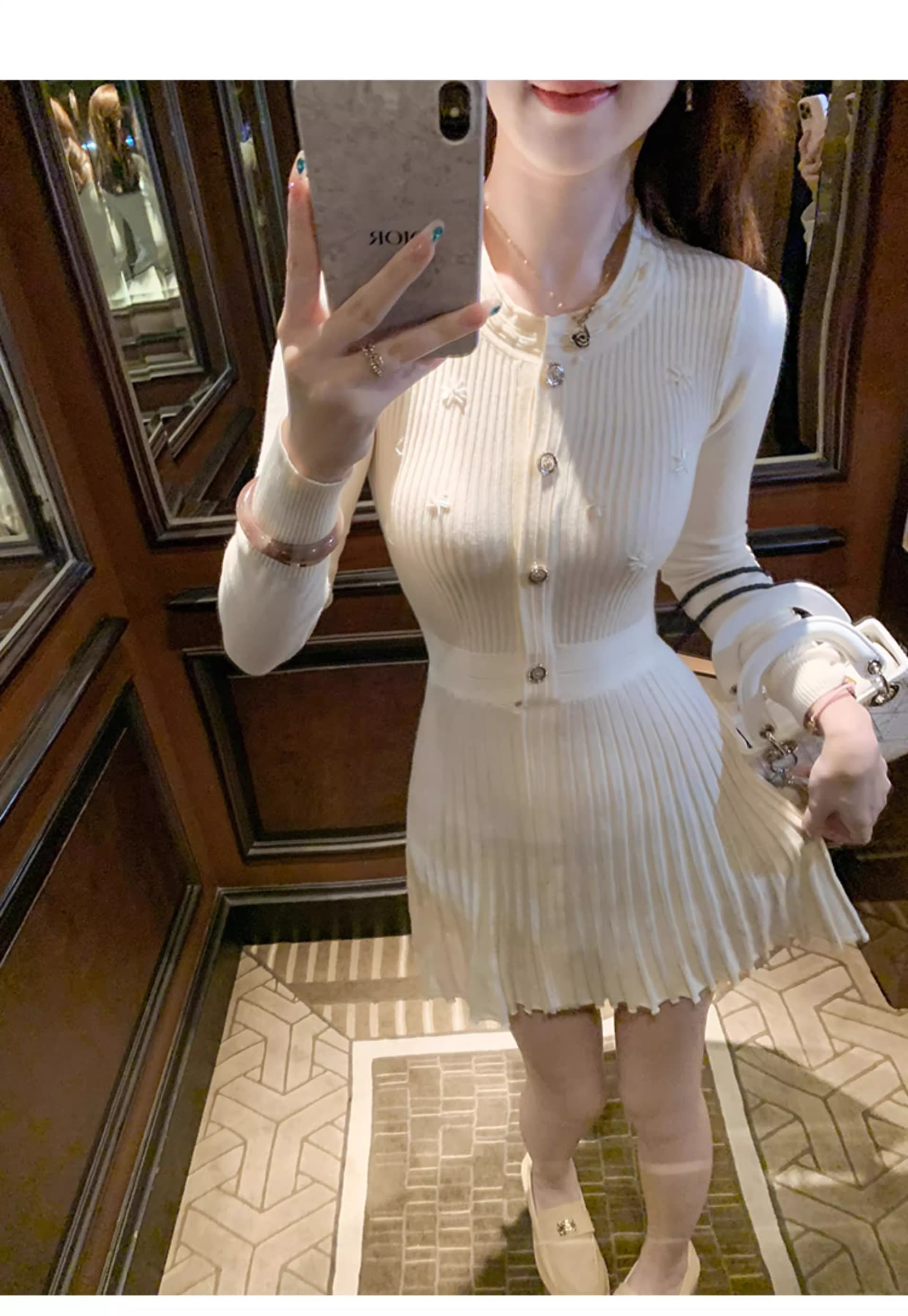 물고기 토끼 ~ 중 토끼 프랑스식 니트 여성 드레스 가을 겨울 새로운 인사이드 가져 가라. 플리츠 스커트 스웨터 바지 스커트 상세 이미지 5