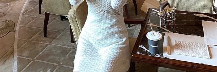 고급 센스 홀로우 아웃 긴팔 니트 여성 드레스 봄 자이언트 잘 생긴 ~ 중 꼬집기 허리 허리 수축 슬림해 보이는 품격 짧은 치마 상세 이미지 17