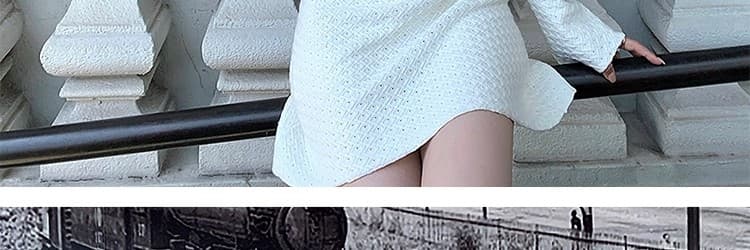고급 센스 홀로우 아웃 긴팔 니트 여성 드레스 봄 자이언트 잘 생긴 ~ 중 꼬집기 허리 허리 수축 슬림해 보이는 품격 짧은 치마 상세 이미지 34