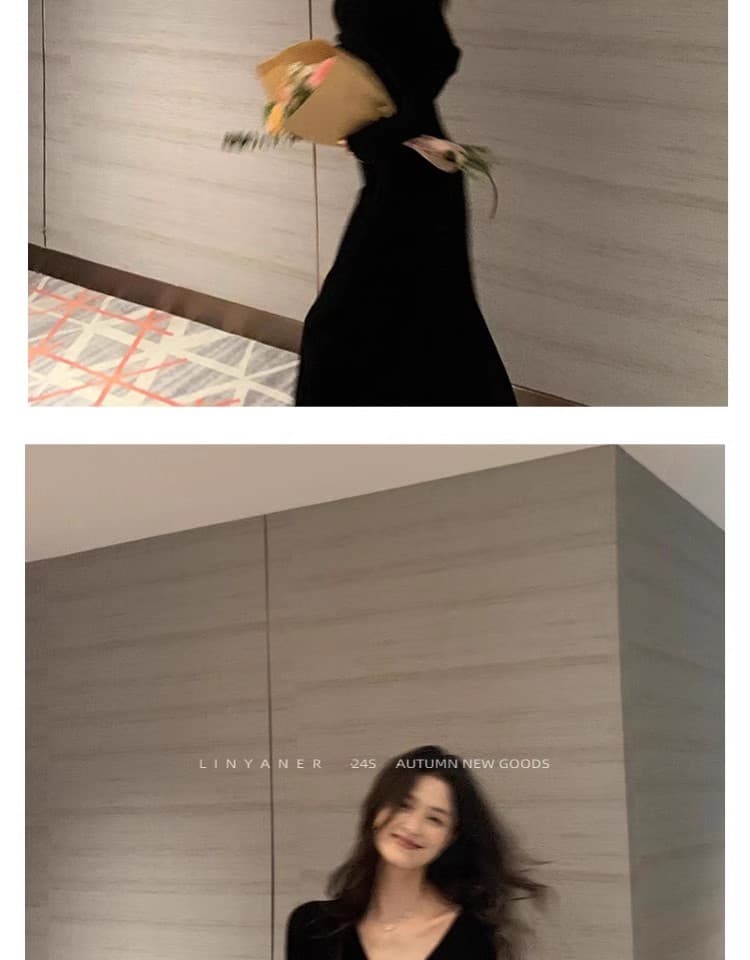 가을 겨울 경기 코트 인사이드 가져 가라. 스웨터 드레스 여성 품격 슬림해 보이는 만나는 니트 점프 슈트 치마 검정색 긴팔 몸매 가꾸기 롱 스커트 상세 이미지 27