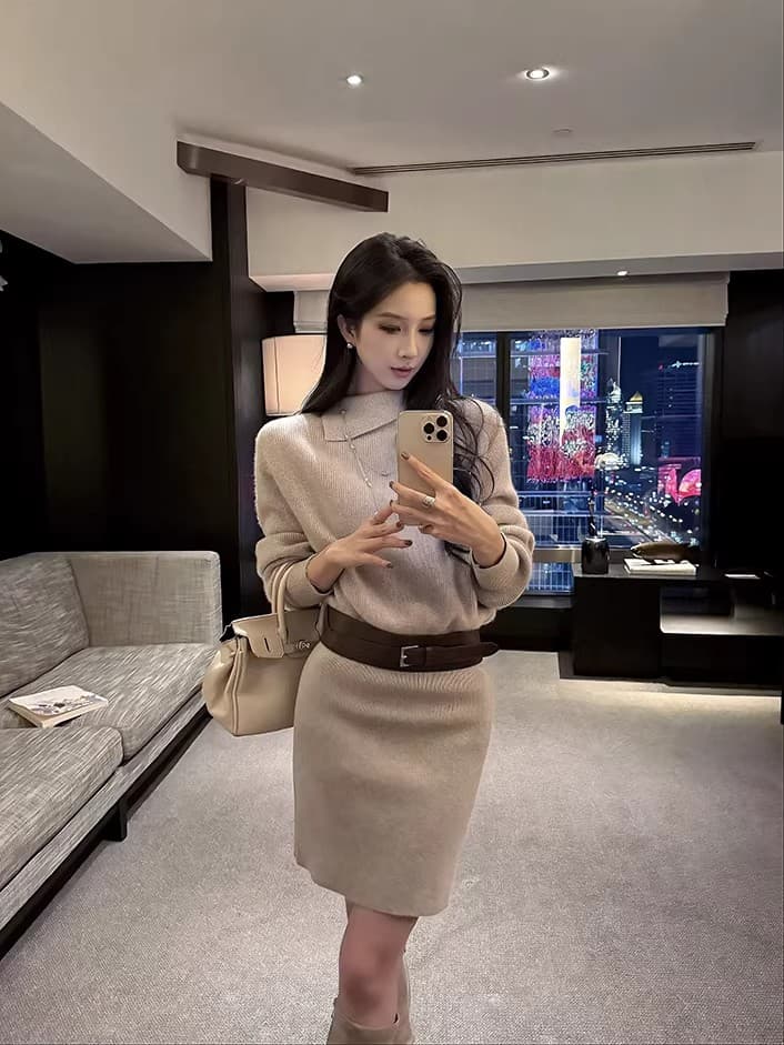 품격 허리 수축 타이트 스커트 스웨터 치마 2026 가을 겨울 새로운 몸매 가꾸기 인사이드 가져 가라. 니트 드레스 상세 이미지 19