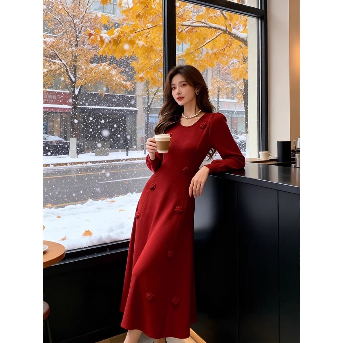 한 부서 여성 새로운 겨울 치마 아름다운 잘 생긴 감기 프랑스식 고급 치마 겨울 고유 한 작은 대중 분위기 센스 상세 이미지 3