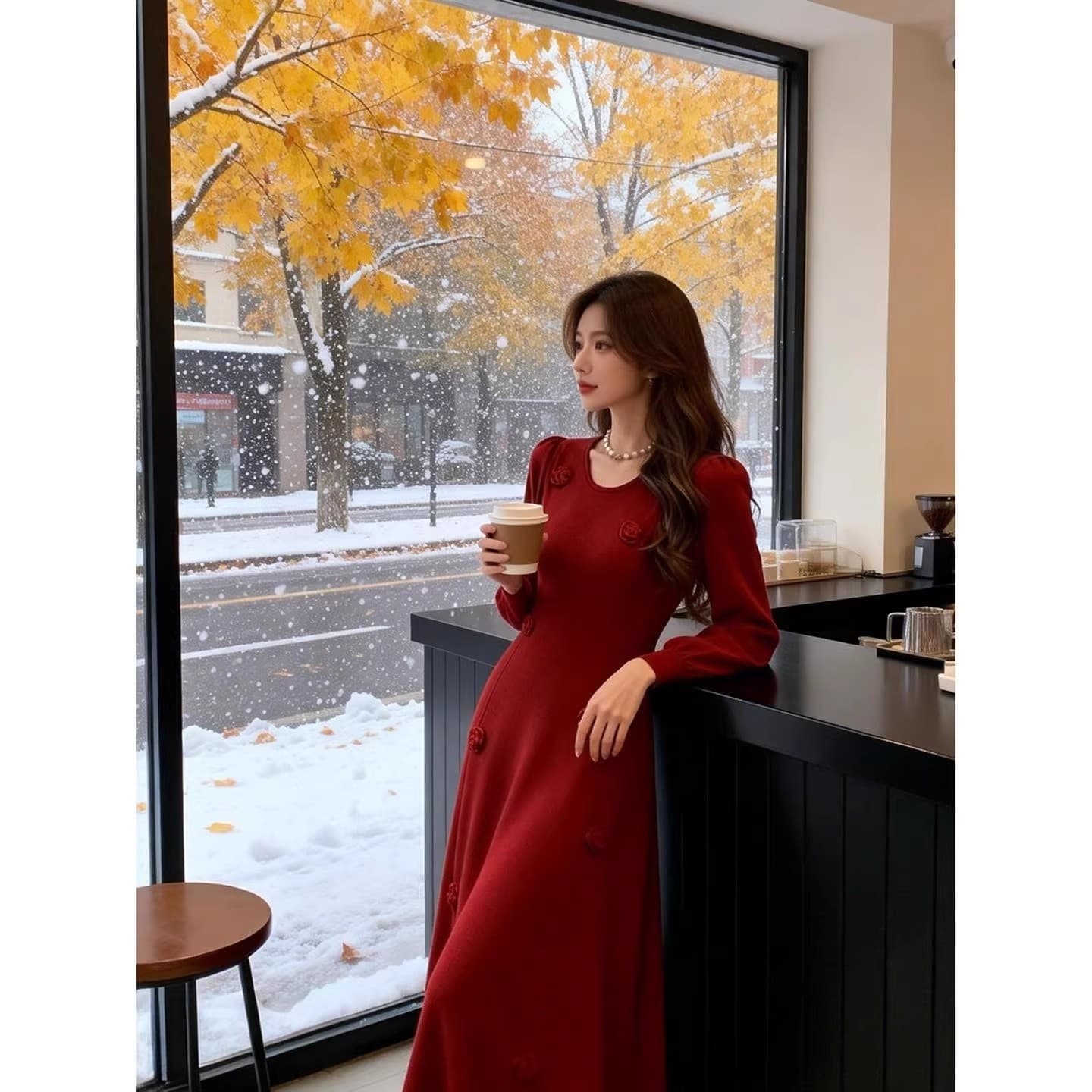 한 부서 여성 새로운 겨울 치마 아름다운 잘 생긴 감기 프랑스식 고급 치마 겨울 고유 한 작은 대중 분위기 센스 상세 이미지 5