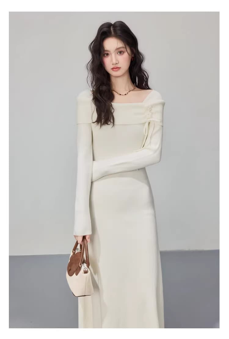 빨간색 여성 드레스 가을 겨울 새로운 긴팔 품격 고급 센스 니트 롱 스커트 자이언트 잘 생긴 인사이드 가져 가라. 바지 스커트 상세 이미지 22