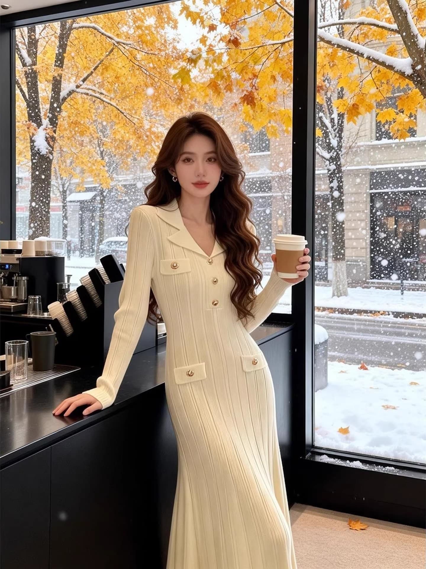 잘 생긴 절묘한 감기 특별 부드러운 바람 품격 치마 새로운 새로운 겨울 치마 여성 고급 한 부서 분위기 센스 상세 이미지 5