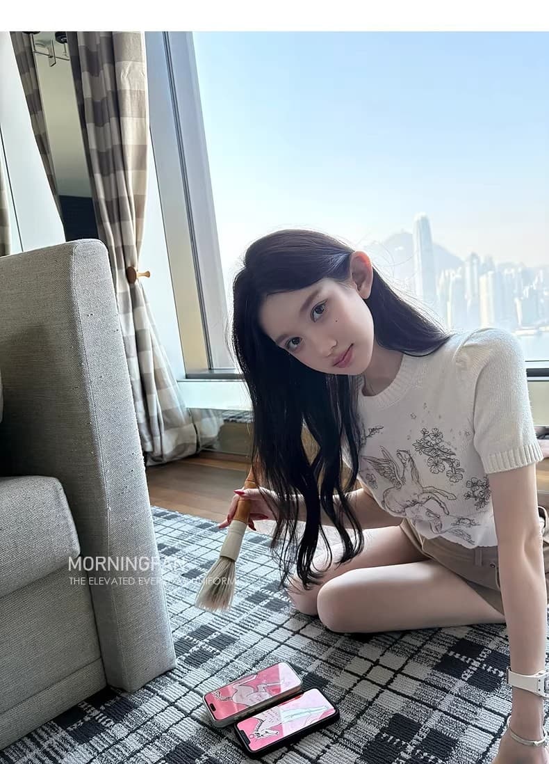 생방송 폭발 2026 년 말의 해 슬림해 보이는 긍정적 인 어깨 반팔 양모 무거운 작업 자수 슬림해 보이는 긍정적 인 어깨 니트 맨위 상세 이미지 28