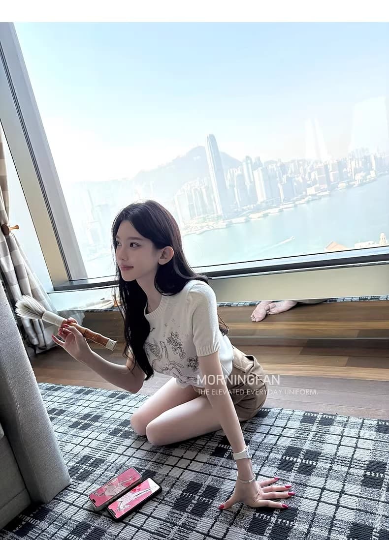 생방송 폭발 2026 년 말의 해 슬림해 보이는 긍정적 인 어깨 반팔 양모 무거운 작업 자수 슬림해 보이는 긍정적 인 어깨 니트 맨위 상세 이미지 36