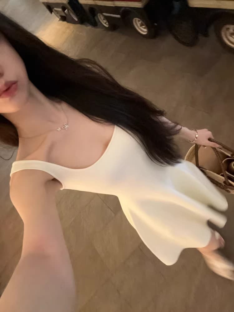 백조 키스 순수한 욕망 핏 스타일 흔들다 꽃밭 진자 순수한 광장 칼라 슬립 여성 드레스 상세 이미지 6
