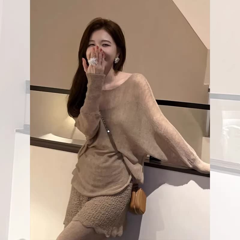 작은 샤넬 스타일 품격 착용 가져 가라. 에이즈 환자 여성 세트 가을 의상 코디 레이스 홀로우 아웃 니트 스웨터 맨위 바지 투피스 슈트 이미지 2