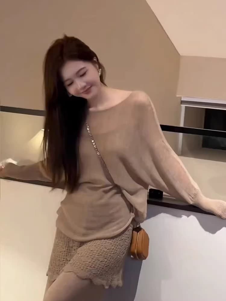 작은 샤넬 스타일 품격 착용 가져 가라. 에이즈 환자 여성 세트 가을 의상 코디 레이스 홀로우 아웃 니트 스웨터 맨위 바지 투피스 슈트 상세 이미지 4
