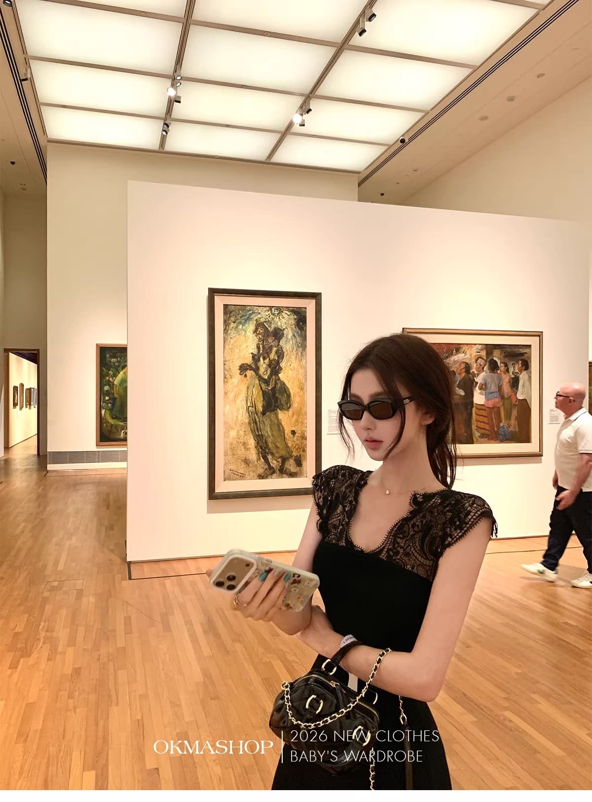 2026 년 여름 몽환 어둠의 언어 레이스 V넥 여성 드레스 봄 여름 품격 몸매 가꾸기 허리 수축 홀로우 아웃 치마 상세 이미지 16