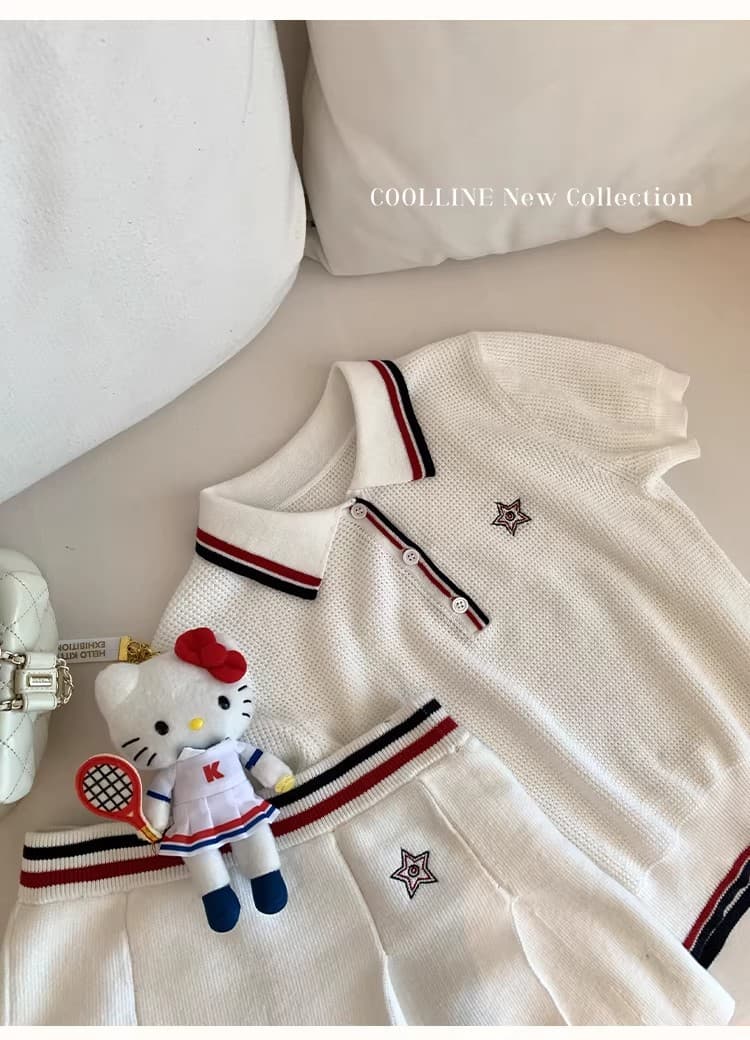 coolline 숲 희 di@r 산소 소녀 네트워킹 공 시리즈 후아 남편 그리드 니트 polo 미니 스커트 세트 상세 이미지 9