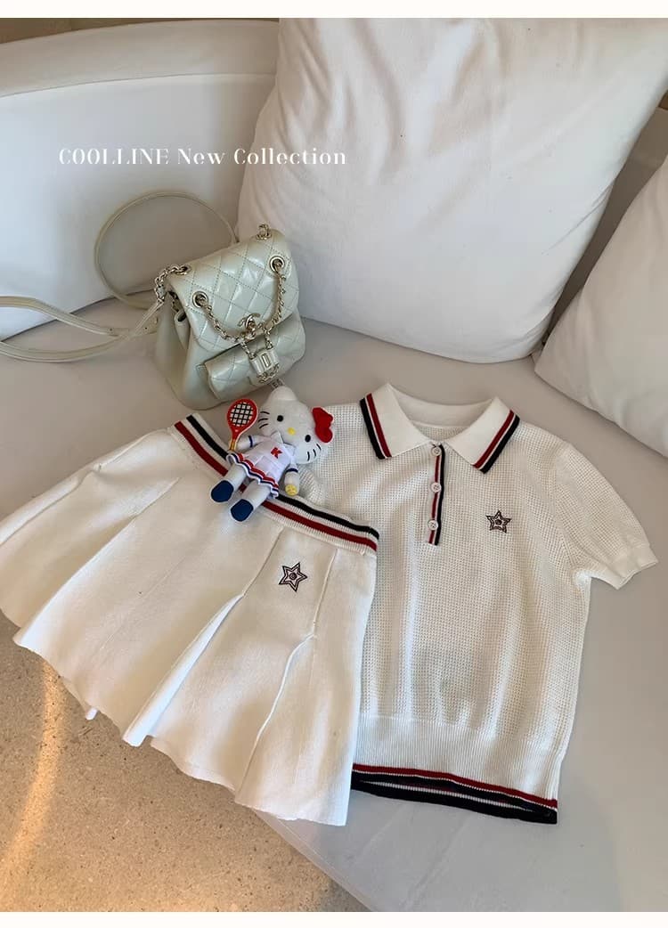 coolline 숲 희 di@r 산소 소녀 네트워킹 공 시리즈 후아 남편 그리드 니트 polo 미니 스커트 세트 상세 이미지 10