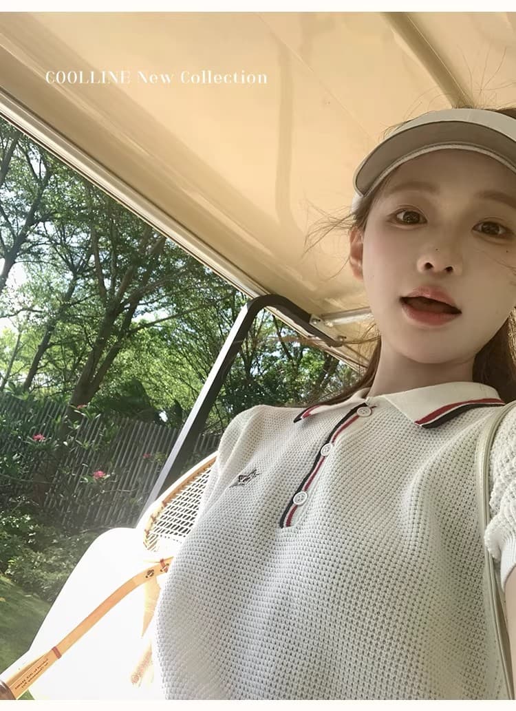coolline 숲 희 di@r 산소 소녀 네트워킹 공 시리즈 후아 남편 그리드 니트 polo 미니 스커트 세트 상세 이미지 12