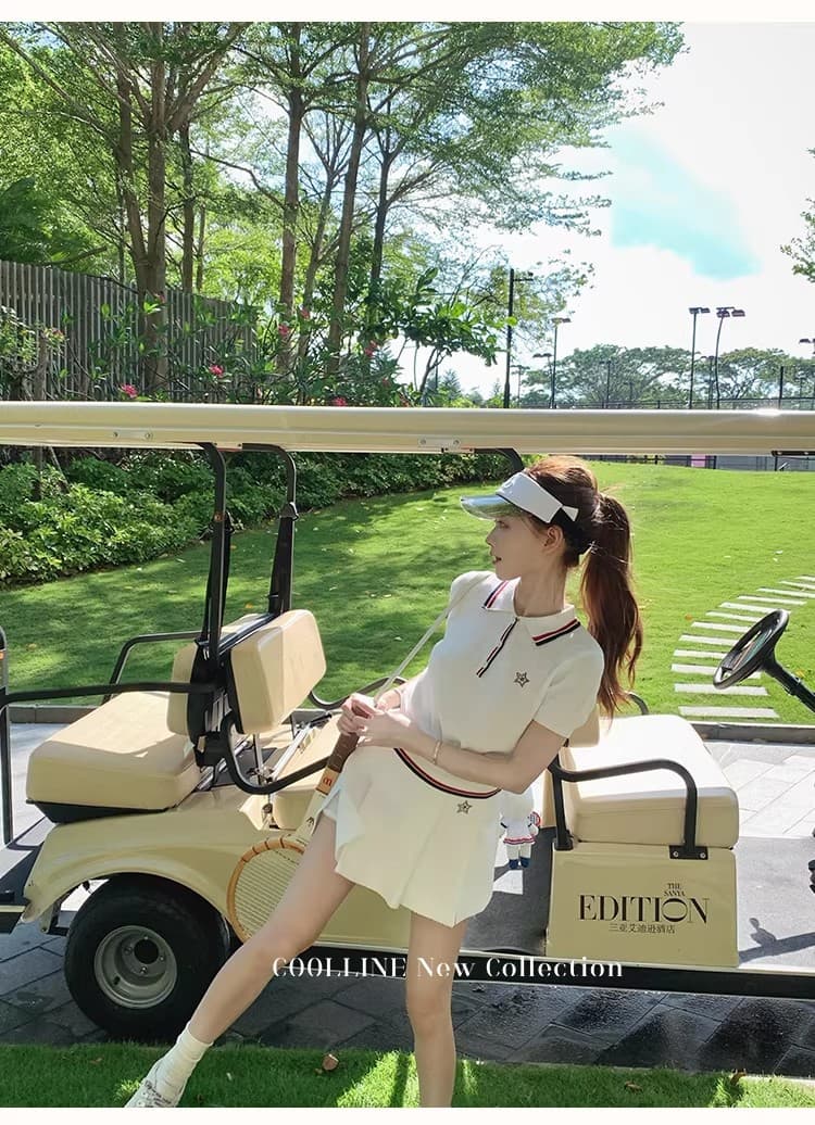 coolline 숲 희 di@r 산소 소녀 네트워킹 공 시리즈 후아 남편 그리드 니트 polo 미니 스커트 세트 상세 이미지 15