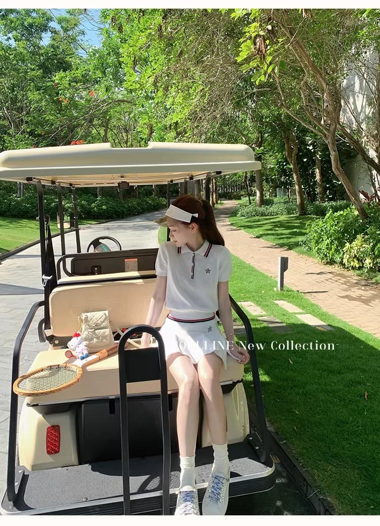 coolline 숲 희 di@r 산소 소녀 네트워킹 공 시리즈 후아 남편 그리드 니트 polo 미니 스커트 세트 상세 이미지 19