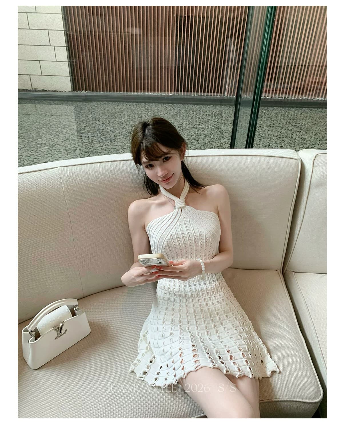 2026 프랑스식 순수한 욕망 홀로우 아웃 여름 휴가 품격 순수한 욕망 바람 허리 수축 잘 생긴 치마 니트 드레스 절묘한 상세 이미지 6