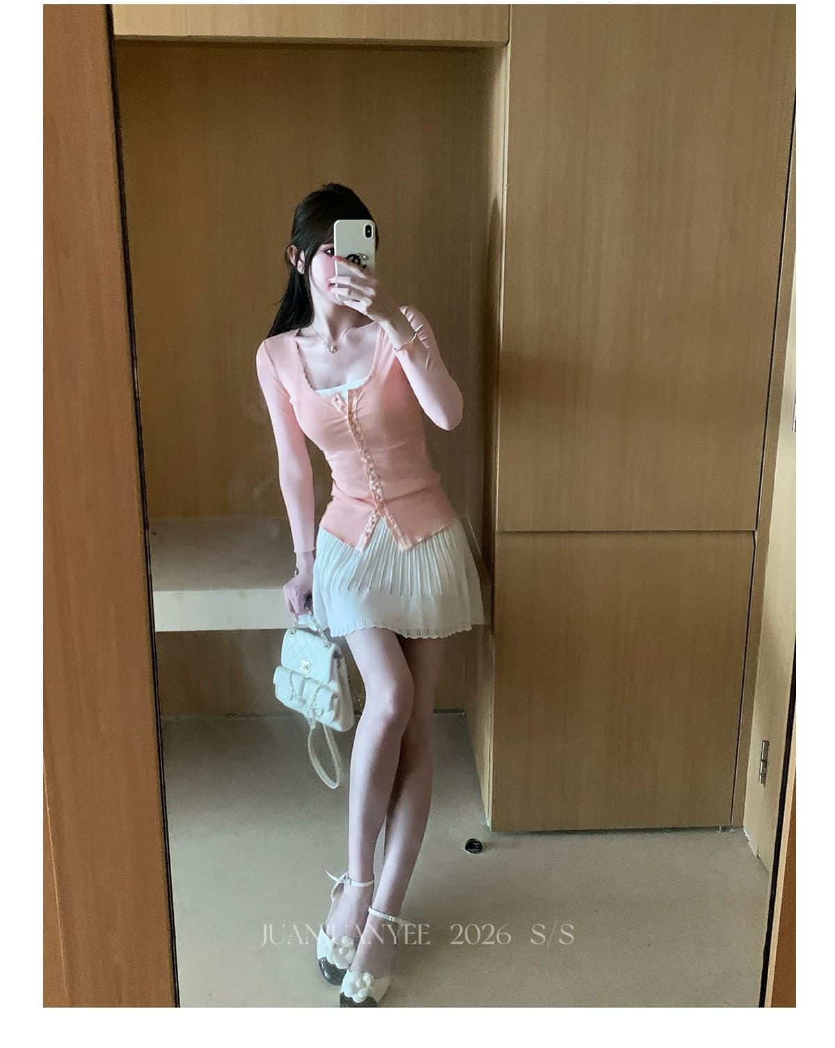 juanjuanyeesimkh 사설 서비스 치마 십자가 비틀림 행침 목 훅 니트 홀로우 아웃 민소매 드레스 상세 이미지 18