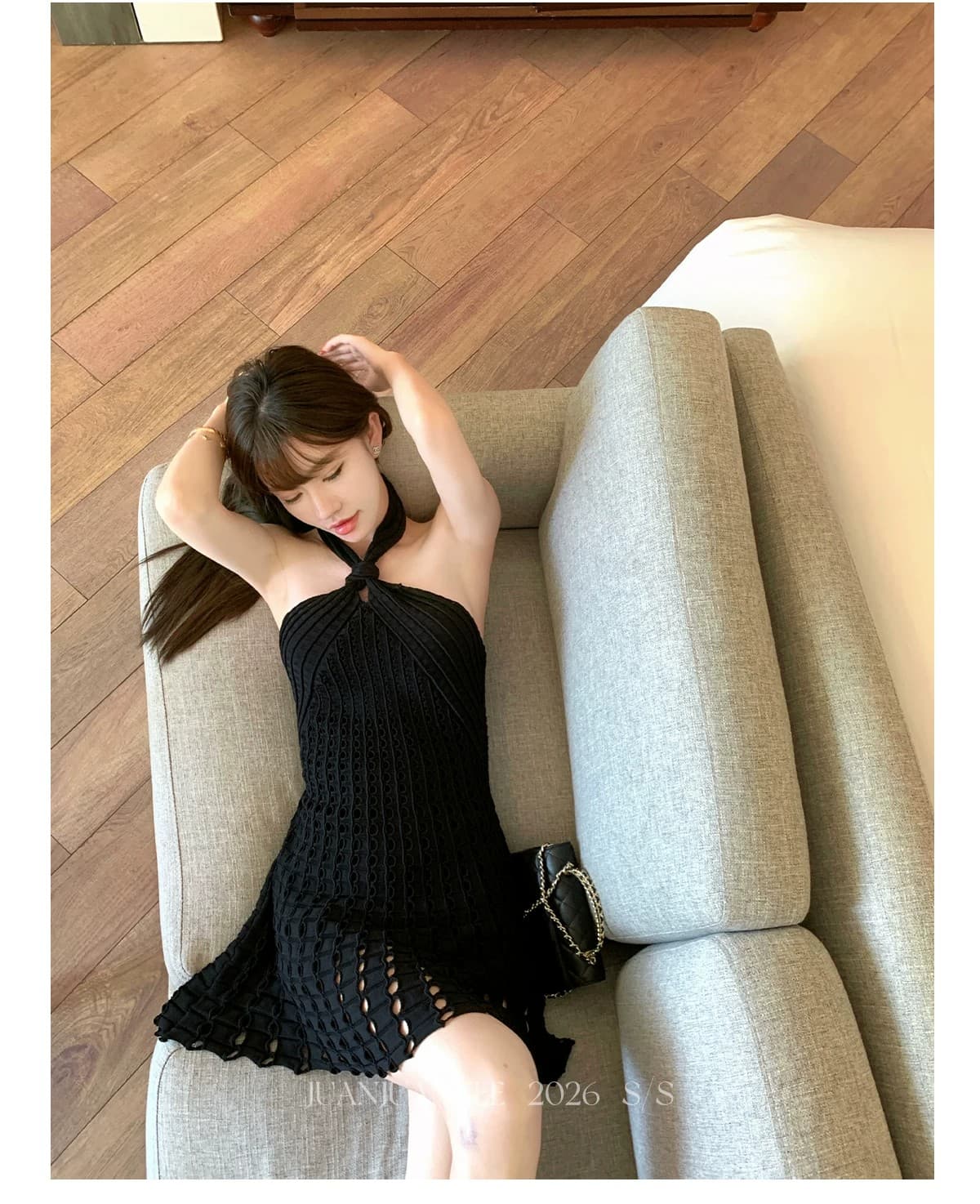 2026 프랑스식 순수한 욕망 홀로우 아웃 여름 휴가 품격 순수한 욕망 바람 허리 수축 잘 생긴 치마 니트 드레스 절묘한 상세 이미지 19