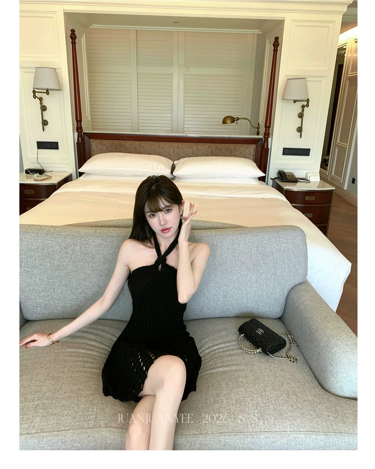 2026 프랑스식 순수한 욕망 홀로우 아웃 여름 휴가 품격 순수한 욕망 바람 허리 수축 잘 생긴 치마 니트 드레스 절묘한 상세 이미지 23