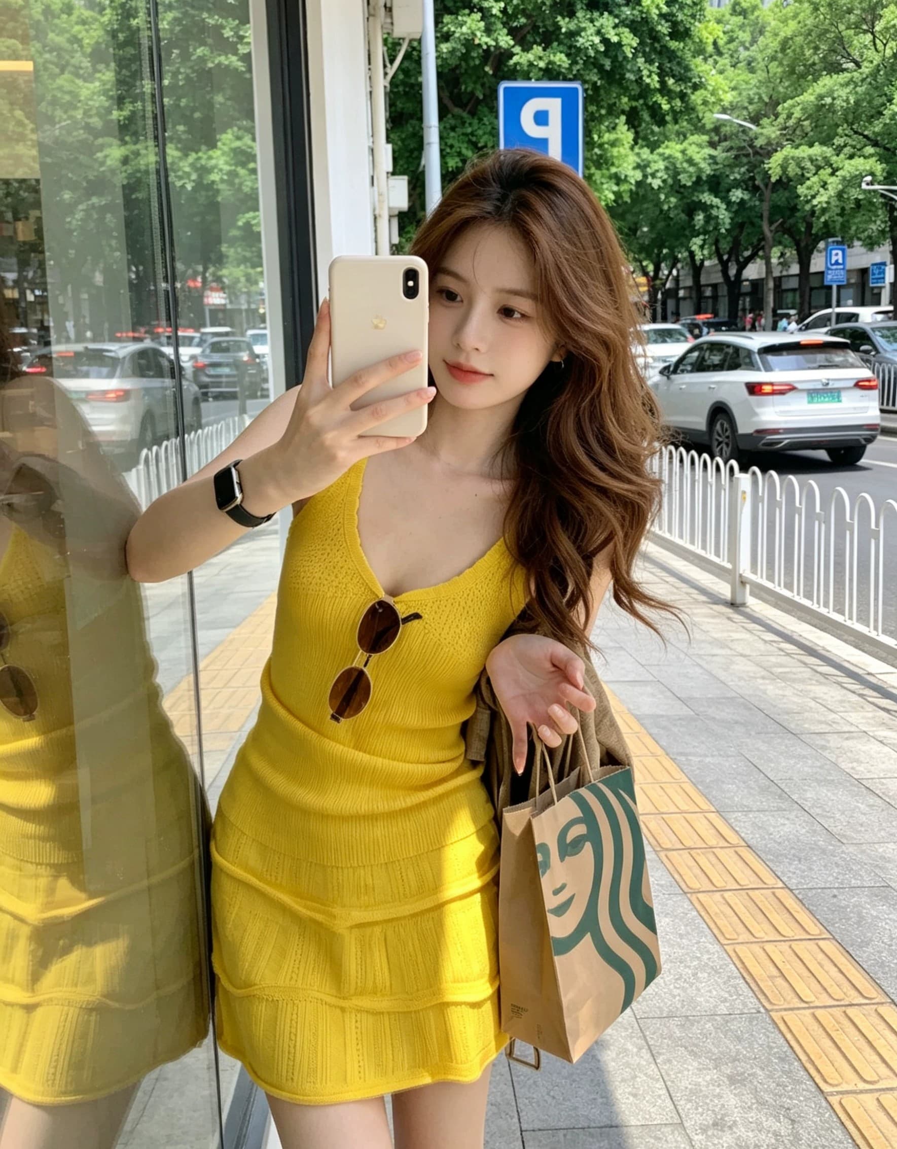 한 부서 부드러운 바람 니트 캐미솔 드레스 2026 여름 새로운 몸매 가꾸기 자외선 차단 셔츠 미니 스커트 세트 상세 이미지 5