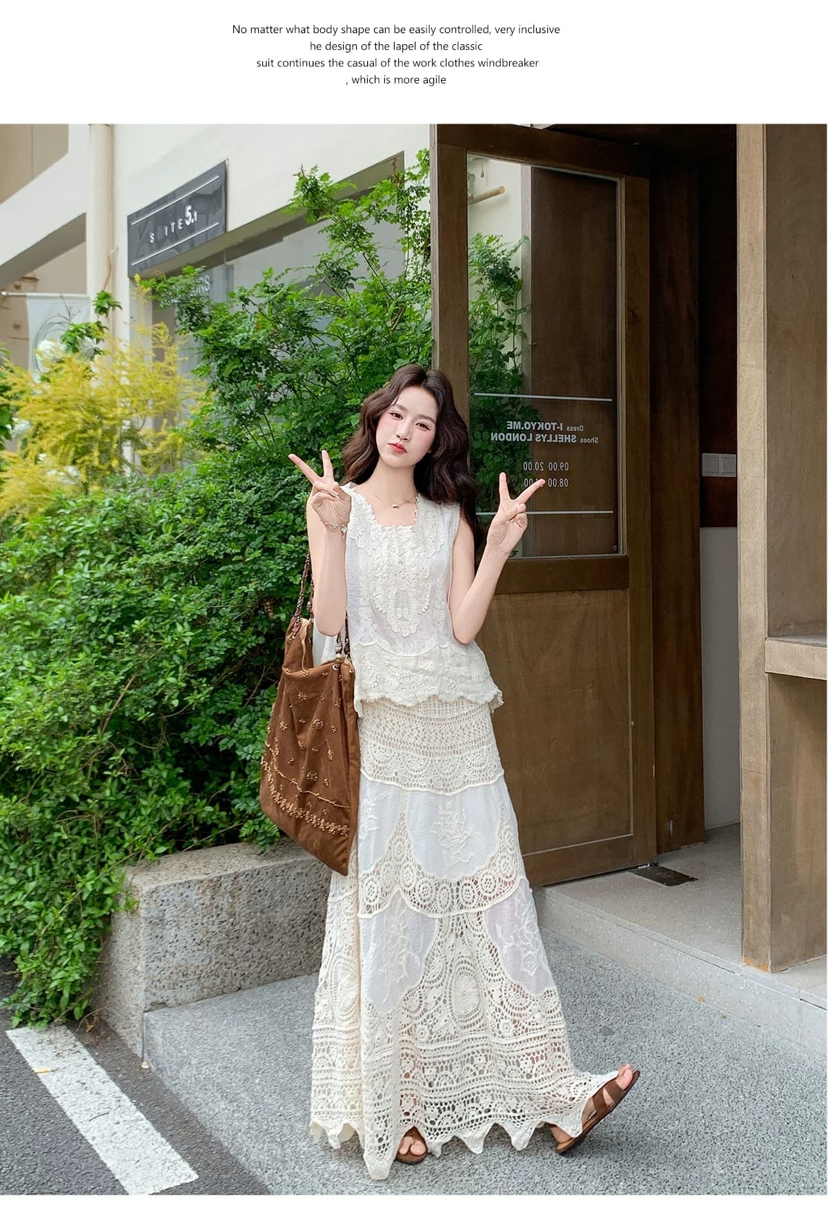 베이지 색 세트 드레스 여성 여름 2026 새로운 보헤미안 휴가 바람 자수 조끼 반신 스커트 투피스 세트 상세 이미지 21