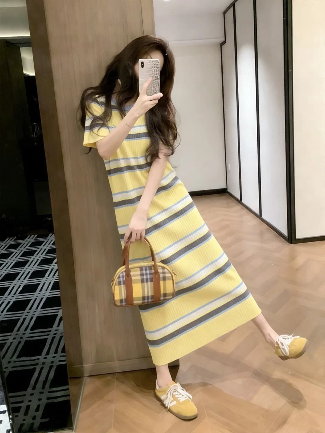 2026 년 새로운 초여름 자이언트 잘 생긴 miu 부서 착용 가져 가라. 작은 키 품격 프랑스식 스트라이프 여성 드레스 여름 상세 이미지 4