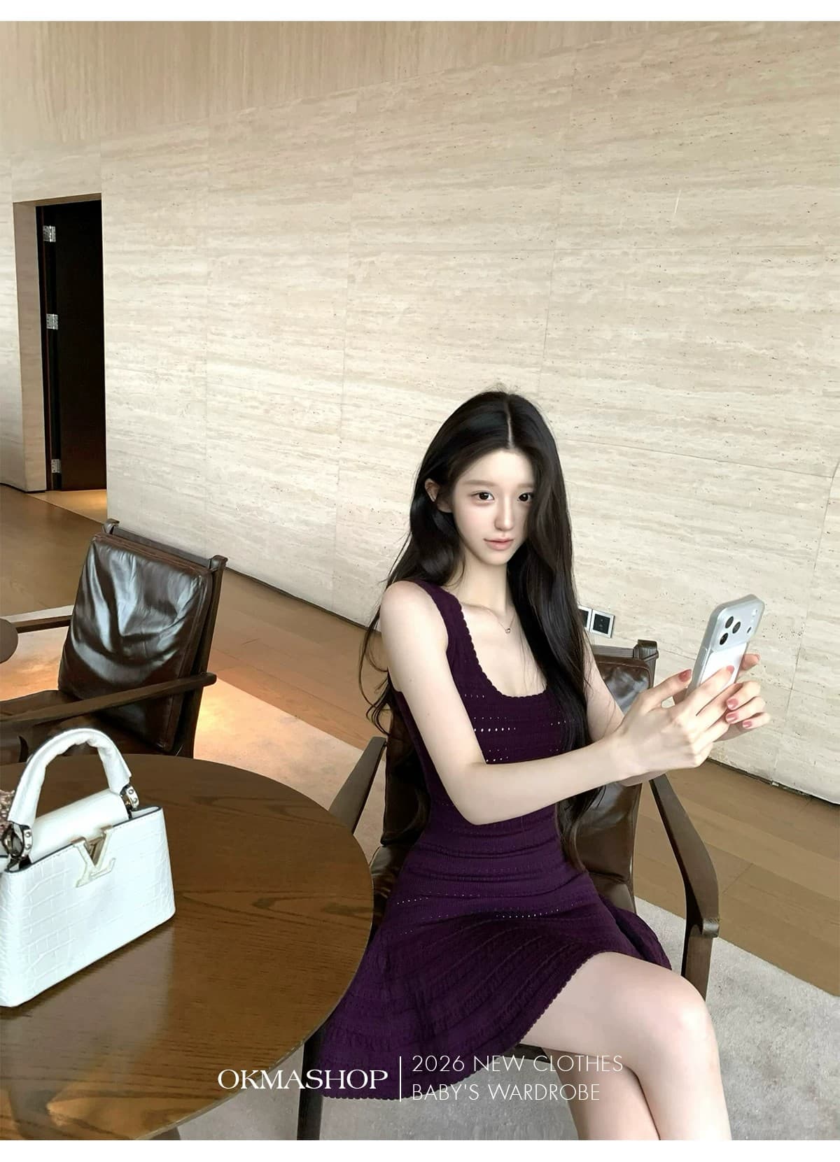 okmashop 녹색 이순신 제직 꿈 니트 슬립 여성 드레스 여름 품격 순수한 욕망 미니 스커트 허리 수축 치마 상세 이미지 9