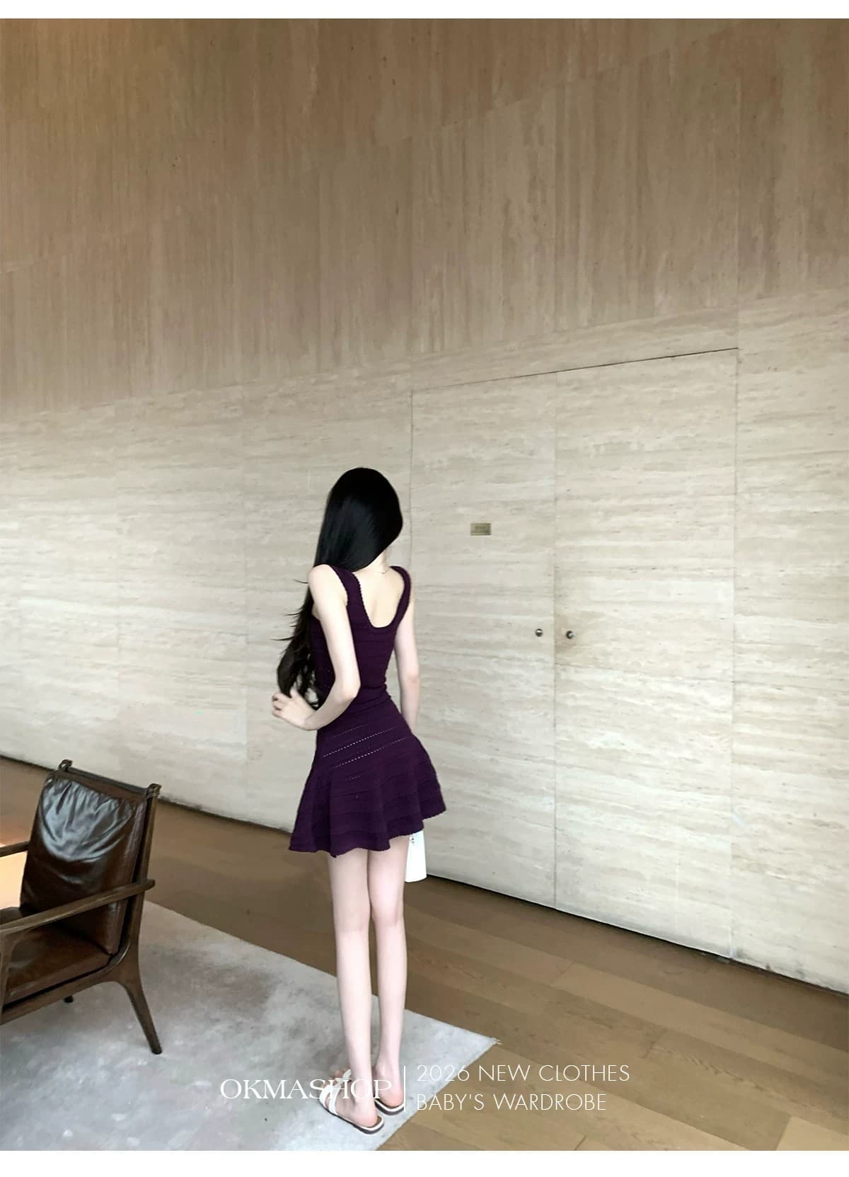 okmashop 녹색 이순신 제직 꿈 니트 슬립 여성 드레스 여름 품격 순수한 욕망 미니 스커트 허리 수축 치마 상세 이미지 14