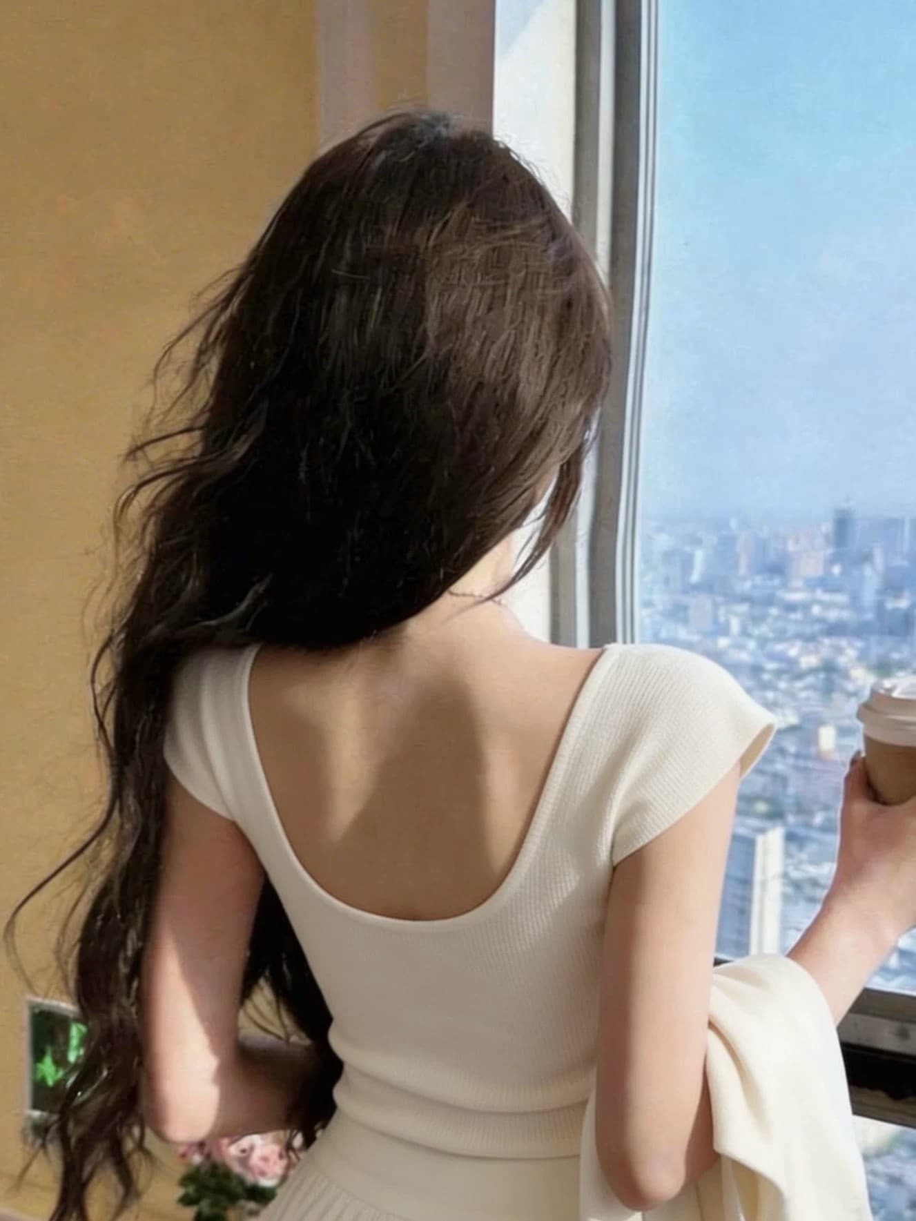 작은 날다 소매 니트 여성 드레스 여름 순수한 욕망 u 칼라 꼬집기 허리 한 마디 타이트 스커트 자이언트 잘 생긴 특별 아름다운 치마 상세 이미지 7