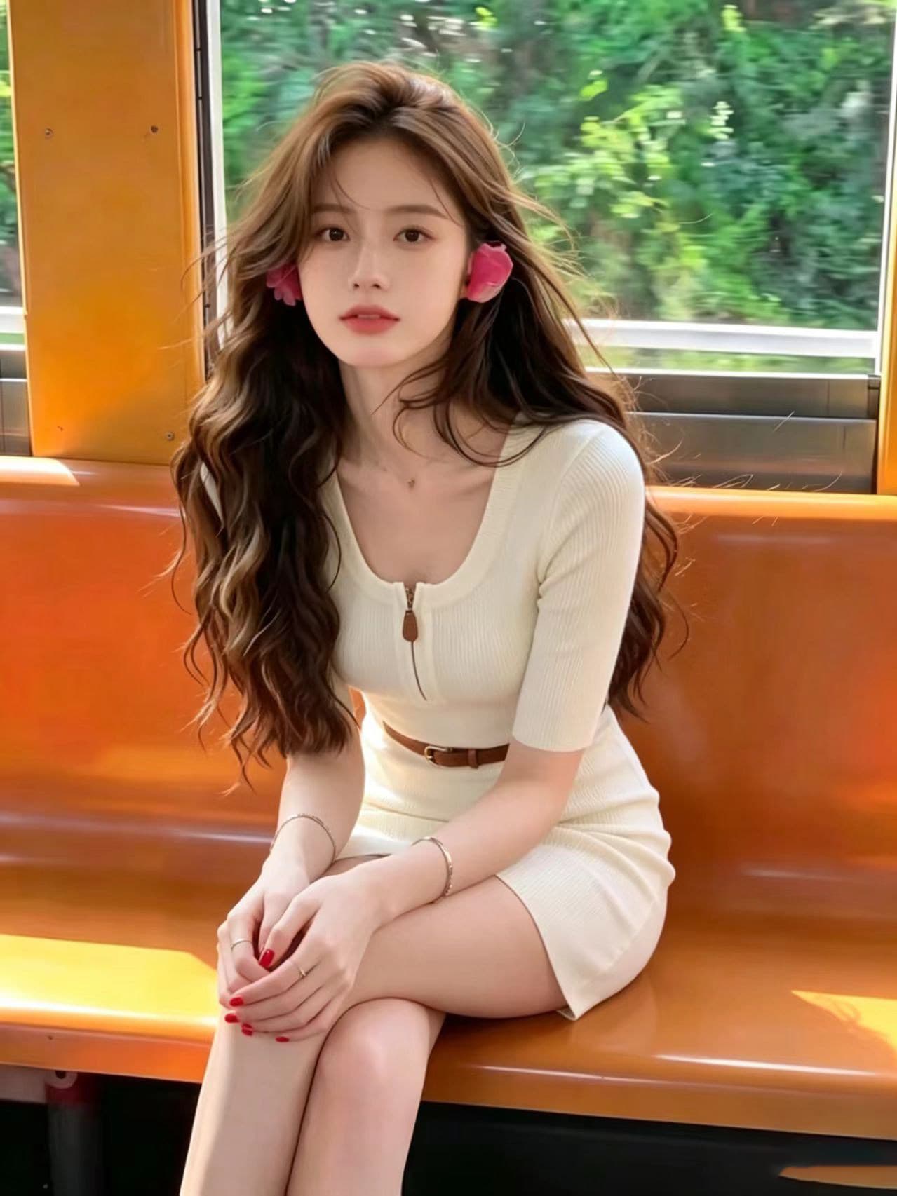 명문 여성 고급 센스 u 칼라 카키 색 니트 여성 드레스 여름 작은 키 품격 허리 수축 슬림해 보이는 타이트 스커트 미니 스커트 상세 이미지 8