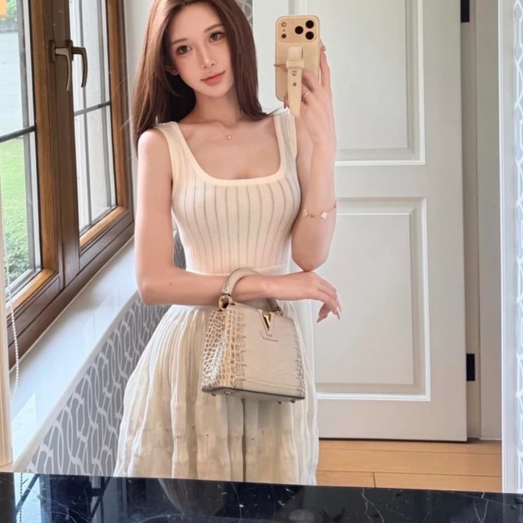 생방송 폭발 한여름 장미 새로운 라이 경기 서울 주간 실크 높음 세트 에디션 뼈대 펀 센스 드레스 이미지 3