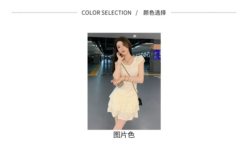 2026 자이언트 잘 생긴 연령 감소 세트 여성 여름 드레스 몸매 가꾸기 슬림해 보이는 소금 부서 빛 요리 한 캐주얼 반팔 미니 스커트 투피스 세트 상세 이미지 7