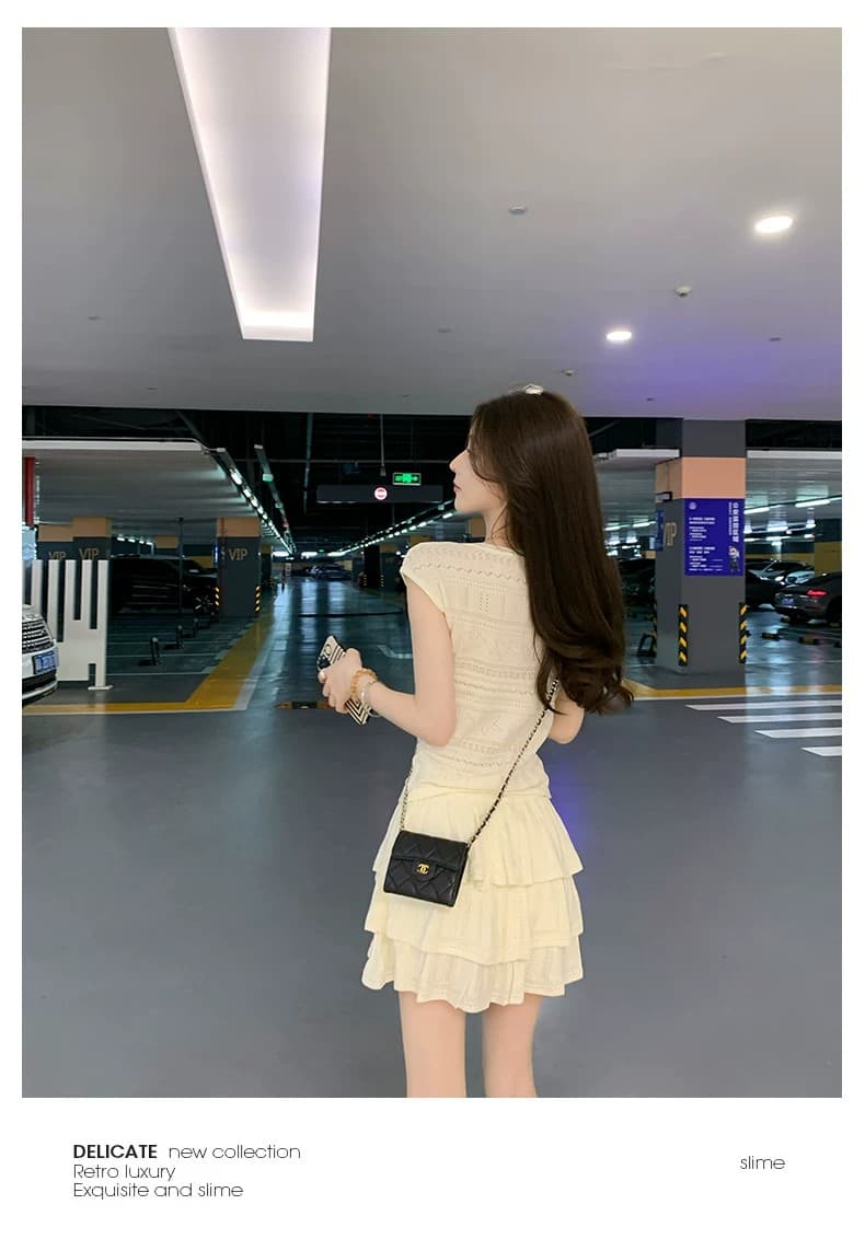 2026 자이언트 잘 생긴 연령 감소 세트 여성 여름 드레스 몸매 가꾸기 슬림해 보이는 소금 부서 빛 요리 한 캐주얼 반팔 미니 스커트 투피스 세트 상세 이미지 17