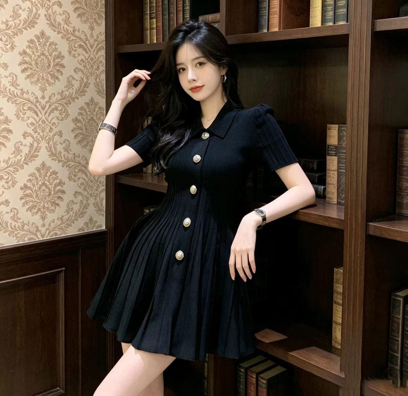 빛 럭셔리 작은 샤넬 스타일 화이트 POLO 칼라 니트 여성 드레스 2026 여름 드레스 작은 키 몸매 가꾸기 슬림해 보이는 A라인 스커트 상세 이미지 11