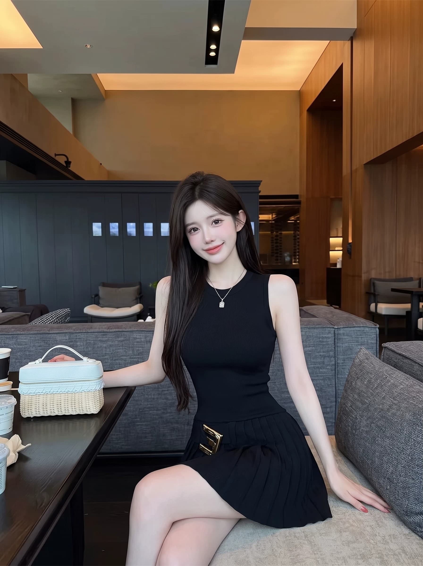 프랑스식 천 금빛 바람 화이트 민소매 여성 드레스 여름 허리 수축 플리츠 몸매 가꾸기 슬림해 보이는 금속 버클 장식 A라인 스커트 상세 이미지 4