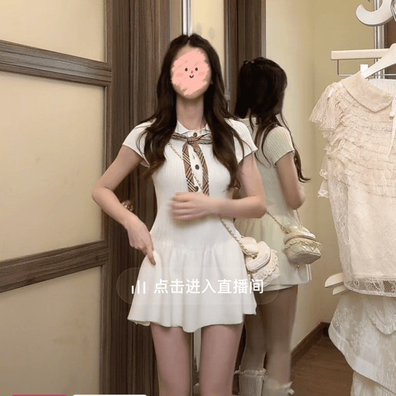 2026 년 학원 POLO 칼라 나비 매듭 몸매 가꾸기 니트 꽃밭 작은 키 프랑스식 허리 수축 미니 스커트 여성 여름 이미지 3