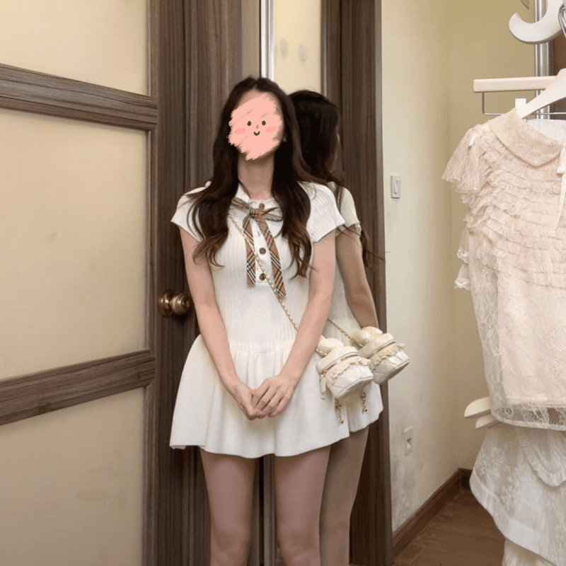 2026 년 학원 POLO 칼라 나비 매듭 몸매 가꾸기 니트 꽃밭 작은 키 프랑스식 허리 수축 미니 스커트 여성 여름