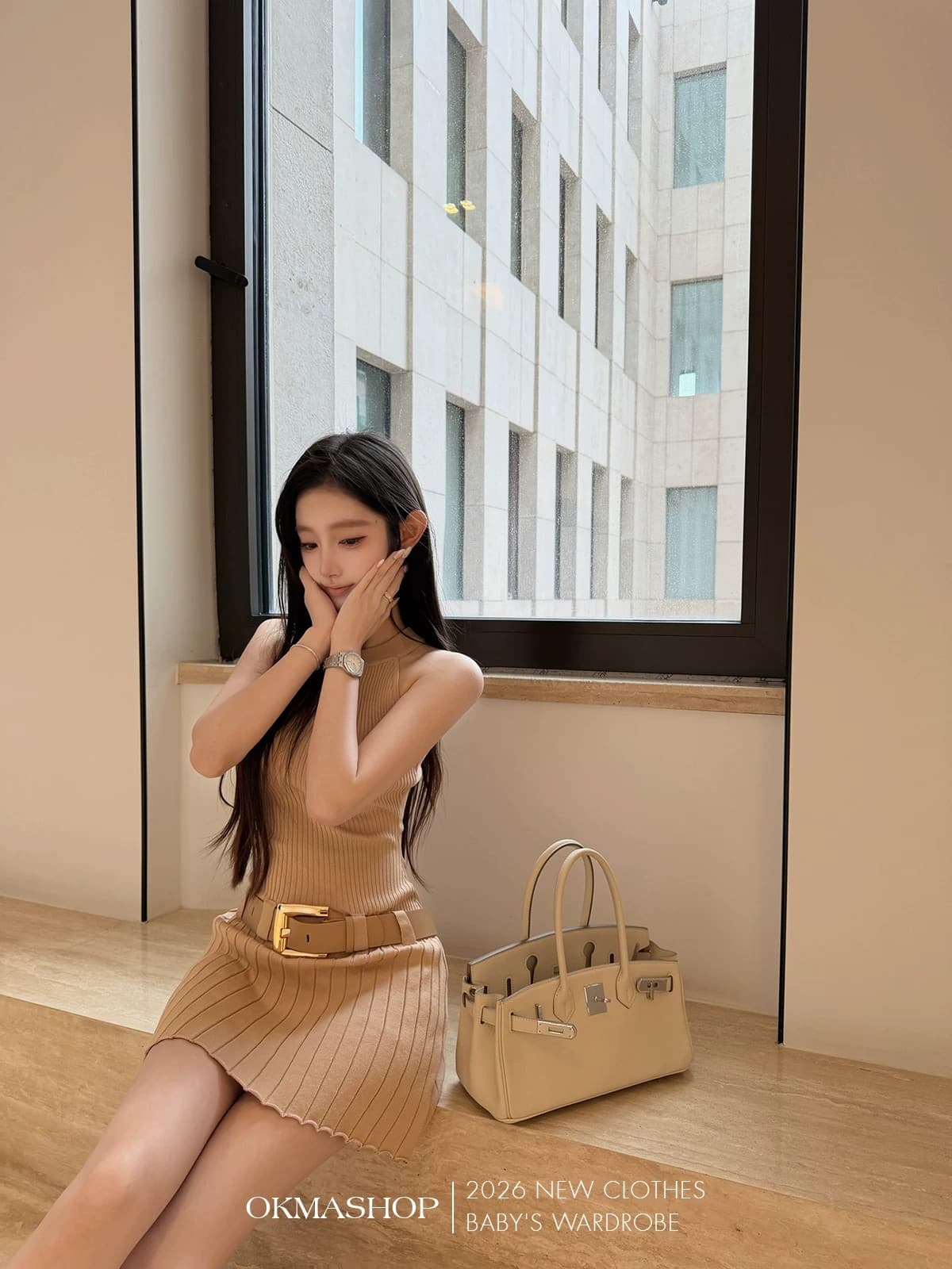 화이트 제직 조용한 시리아 니트 행침 목 여성 드레스 여름 섹시함 오프숄더 플리츠 스커트 허리 수축 치마 상세 이미지 30