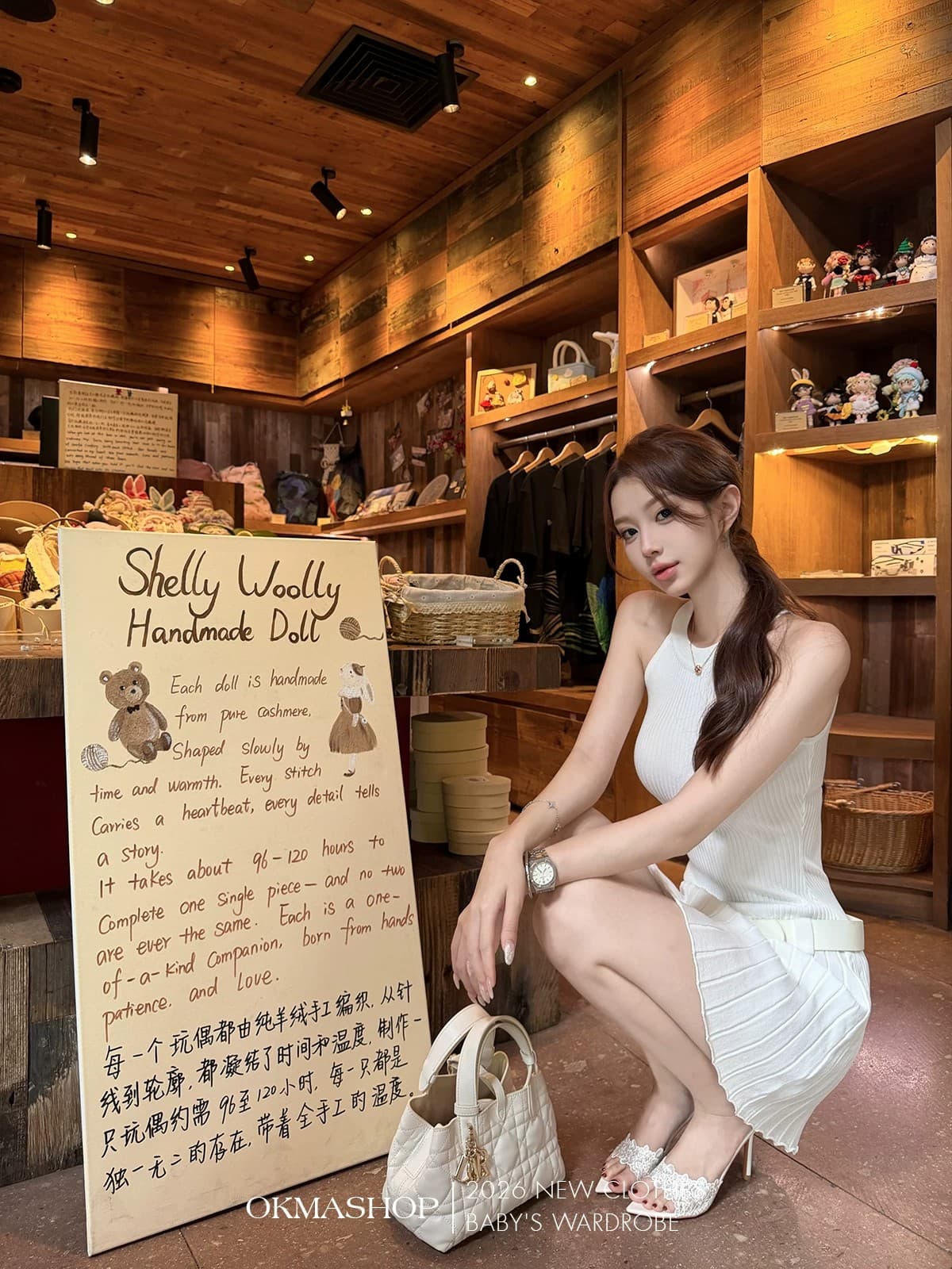 화이트 제직 조용한 시리아 니트 행침 목 여성 드레스 여름 섹시함 오프숄더 플리츠 스커트 허리 수축 치마 상세 이미지 34