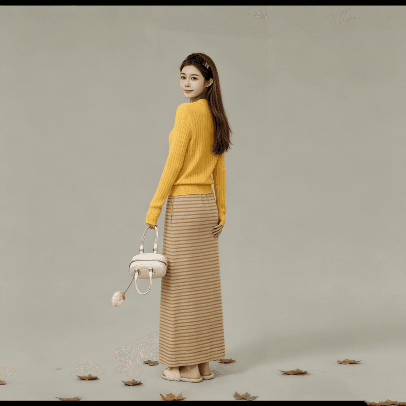 한 부서 전체 집합 착용 가져 가라. 부드러운 바람 레트로 황색 맨위 반신 스커트 투피스 슈트 2026 가을 섹션 세트 상세 이미지 5