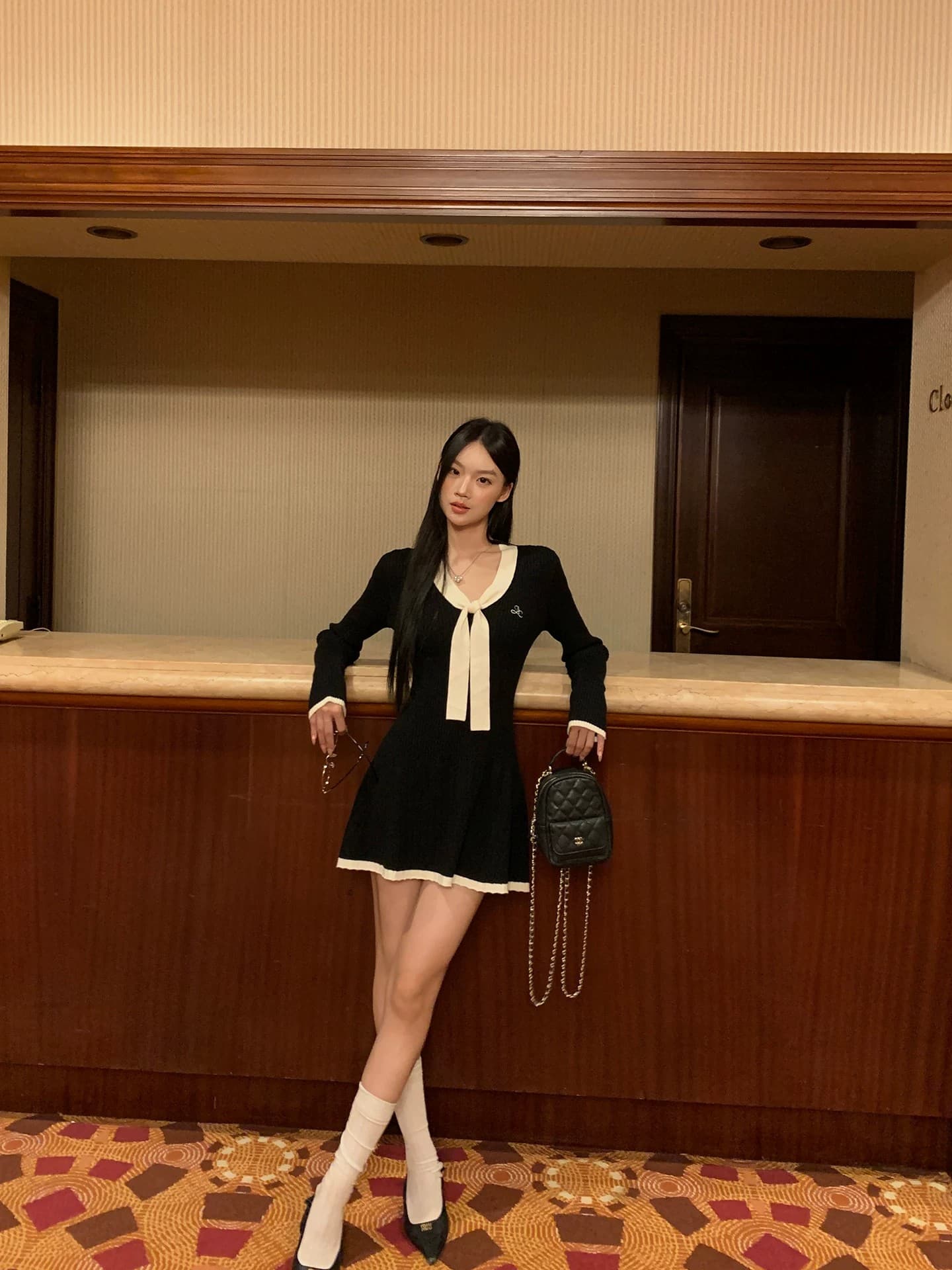 레드 맨 큐레이터 소매 여성 드레스 가을 자이언트 잘 생긴 ~ 중 프랑스식 검정색 관대 한 점잖은 아름다운 페이크 레이어드 치마 상세 이미지 1