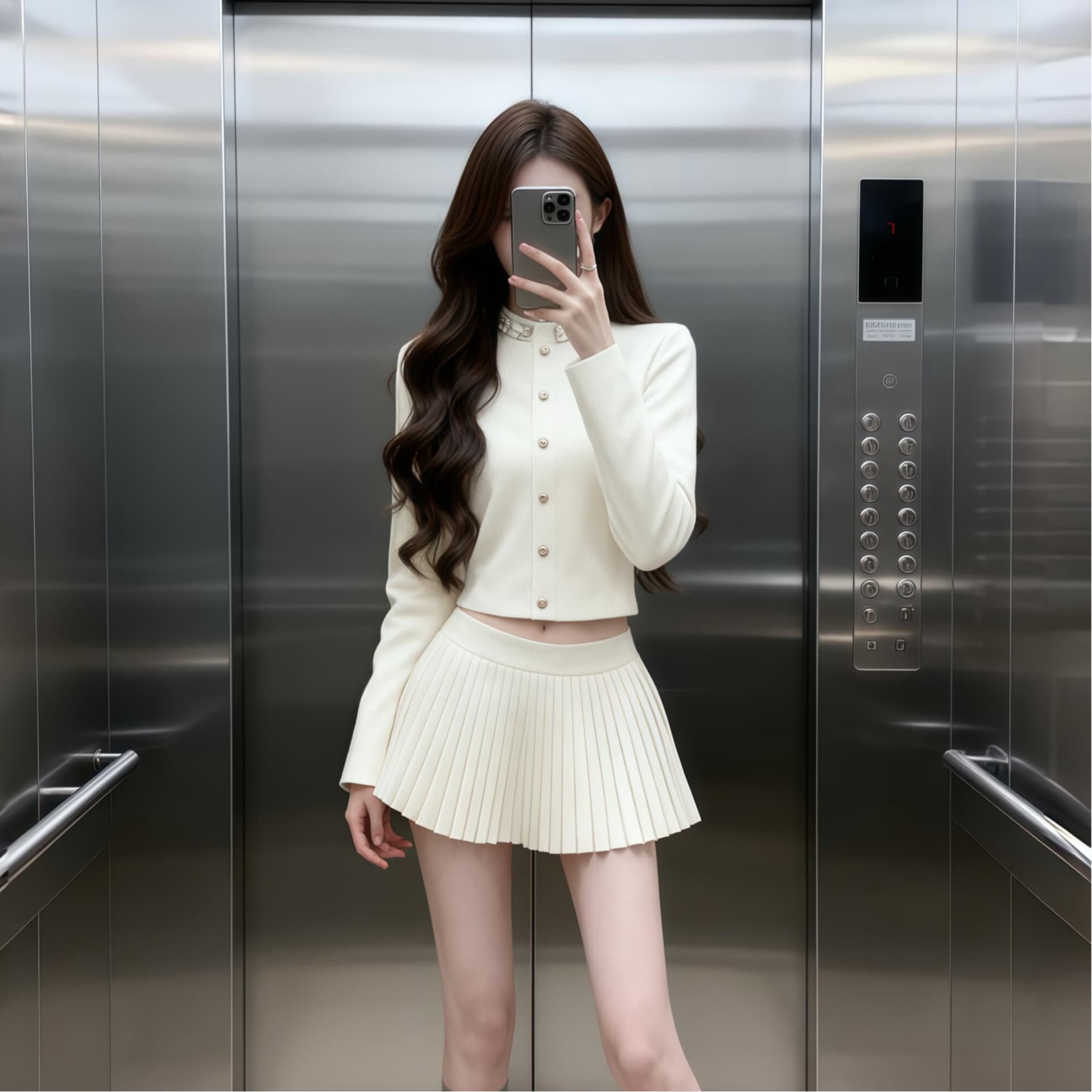 2026 년 miu 부서 천 금빛 바람 고급 센스 세트 다이아몬드 세팅 니트 오픈 가디건 플리츠 반신 스커트 샤오시엔 투피스 세트