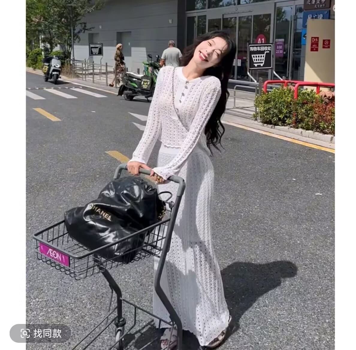 2026 이른 가을 새로운 프랑스식 고급 센스 몸매 가꾸기 홀로우 아웃 라운드 넥 긴팔 맨위 품격 하이웨이스트 슬림해 보이는 반신 스커트