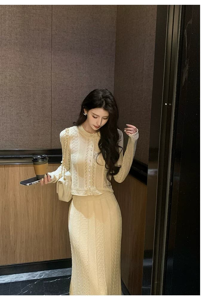 군 합계 矜贵 히로인 프랑스식 털 셔츠 반신 스커트 패션 세트 여성 천 골드 명문 여성 바람 투피스 세트 새로운 상세 이미지 12