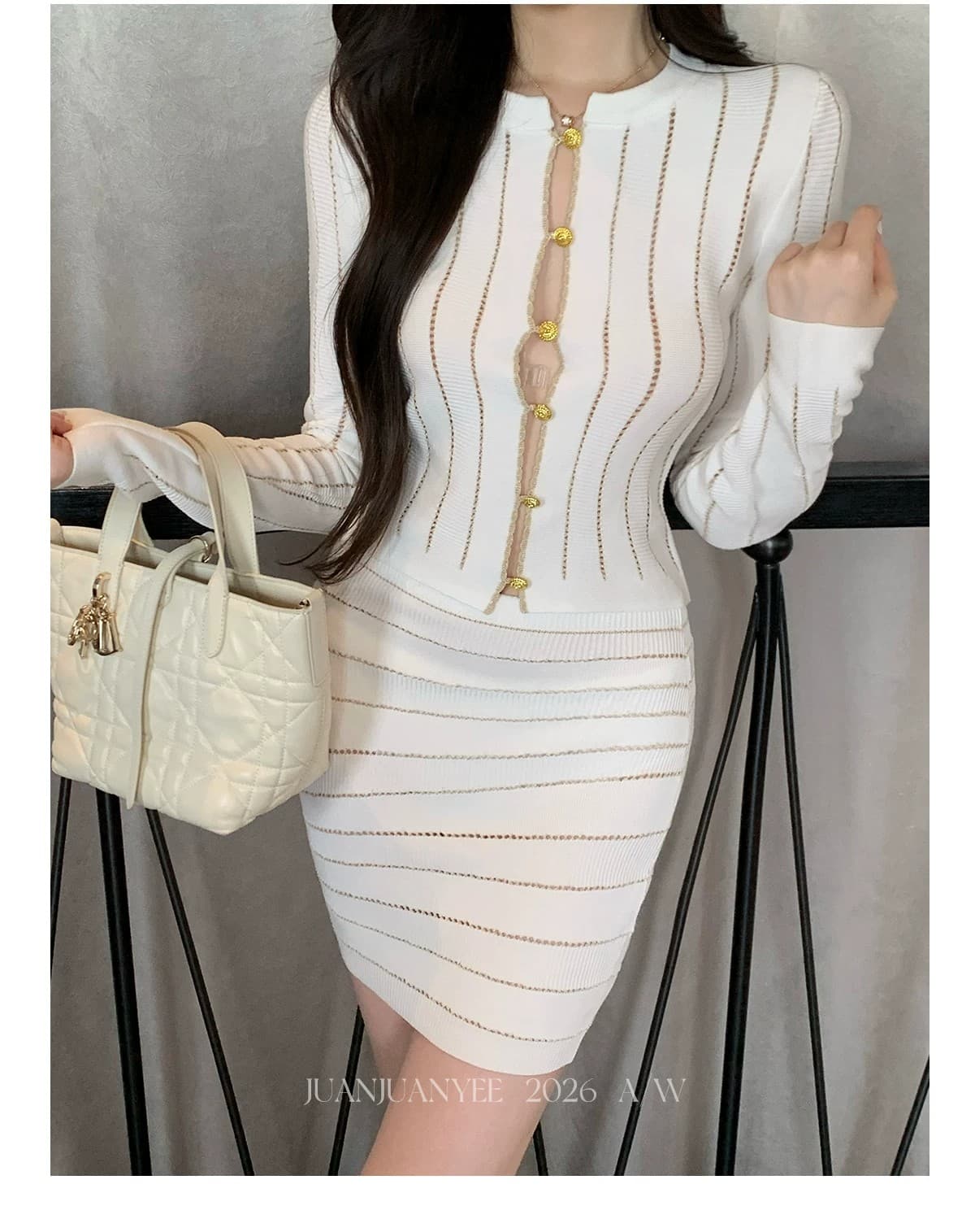 juanjuanyee 바람직하게 리 새로운 패션 니트 세트 니트 재킷 타이트 스커트 반신 미니 스커트 상세 이미지 9