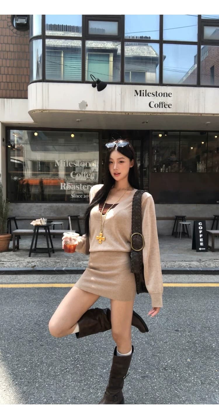 레드 맨 파빌리온 프랑스식 여성 드레스 2026 새로운 올해 인기 폭발 가을 긴팔 품격 고급 센스 치마 상세 이미지 14