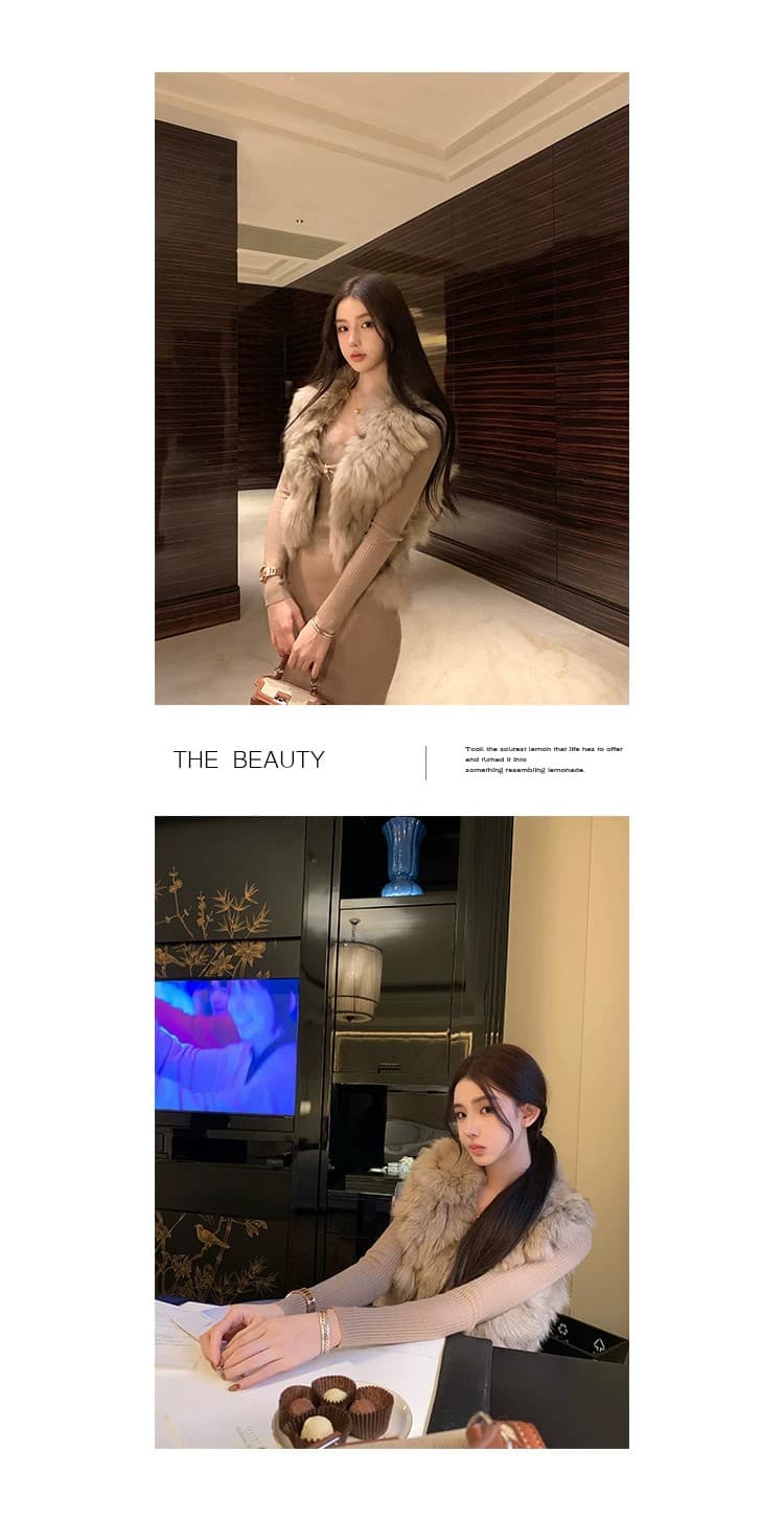 해체주의 페이크 레이어드 행침 목 여성 드레스 겨울 몸매 가꾸기 순수한 욕망 허리 수축 니트 롱 스커트 상세 이미지 22