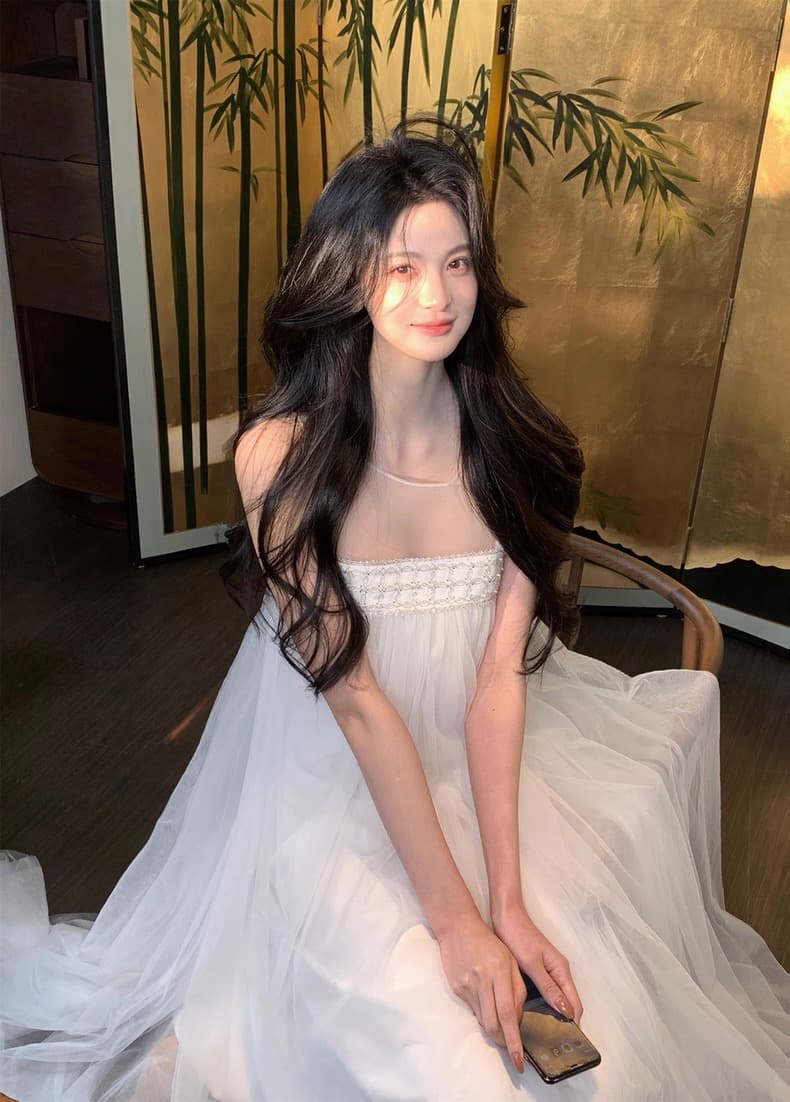 하나부터 순간 얼음 계곡 고급 센스 망사 비즈 박기 화이트 민소매 드레스 or 품격 세트 더블 버전 상세 이미지 19